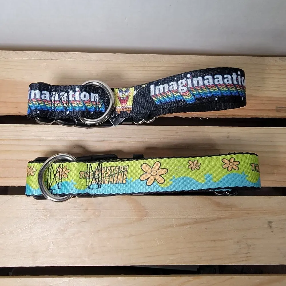 Set of 2 Dog Collars: SpongeBob SquarePants & Scooby Doo - Size Small / Medium
